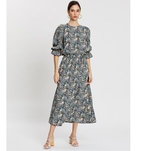 Never Fully Dress Jasmine Floral Long Sleeve Maxi Dress Green Size 12